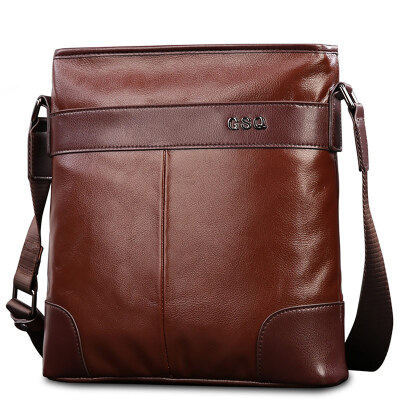 

GSQ Gu Siqi male bag men's shoulder Messenger bag business fashion first layer leather bag 1685 brown