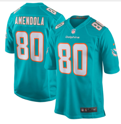 

Mens Miami Dolphins Danny Amendola Nike Aqua New 2018 Game Jersey
