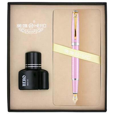 

Hero HERO 9312 threaded gold clip drill gold pen Ming tip pen pink