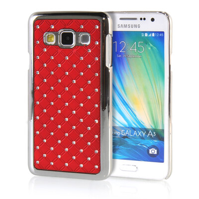 

MOONCASE Hard Chrome Plated Star Bling Back Case Cover for Samsung Galaxy A3 Red