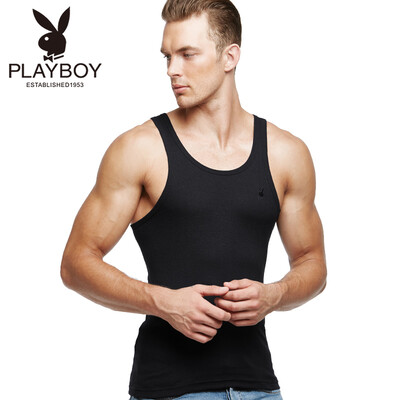 

Playboy vest mens cotton mens vest sweat-absorbent bottoming shirt 7119 white XXL