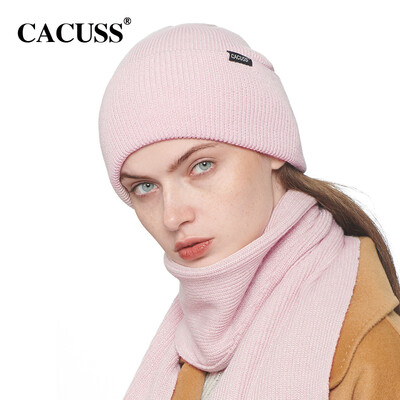 

CACUSS Z0330 wool hat female autumn&winter fashion wool knit hat solid color warm headgear pink