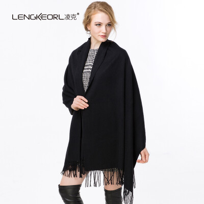 

Lingke LENGKEORL Camel water ripple cashmere shawl scarf dual-use thick female winter long fashion winter scarf ZYLK04013 big black