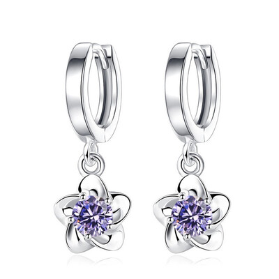 

Clear Cubic Zirconia Drop Earrings Jewelry Women Flower Simple Style Earrings Accessories Valentines Day Gift WHEJ77