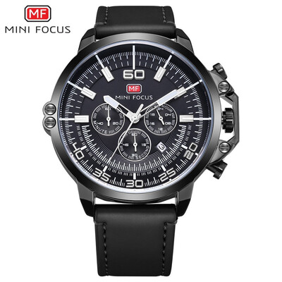 

MINI FOCUS Sport Fashion Leather Strap Men Quartz Watch MF0095G