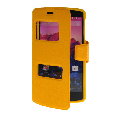 

MOONCASE View Window Leather Side Flip Pouch Hard board Shell Back чехол для LG Google Nexus 5 Yellow