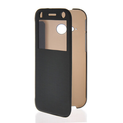 

MOONCASE Ultra Thin Leather Side Flip Pouch Hard board Shell Back ЧЕХОЛ ДЛЯ HTC One 2 Mini（ M8 Mini ) Black