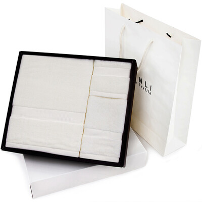 

Sanli combed cotton Zhen perfect color embroidered towel bath towel bath gift set of 3 gift bag white