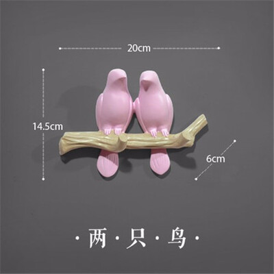 

European pastoral resin birds decoration frame crafts stereo birds hook porch door wall decorations coat hook key holder