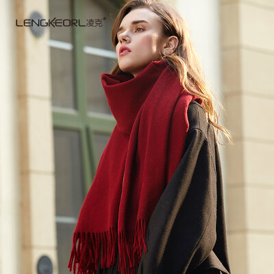 

Lingke LENGKEORL Camel water ripple cashmere shawl scarf dual-use thick female winter long fashion winter scarf ZYLK04013 wine red