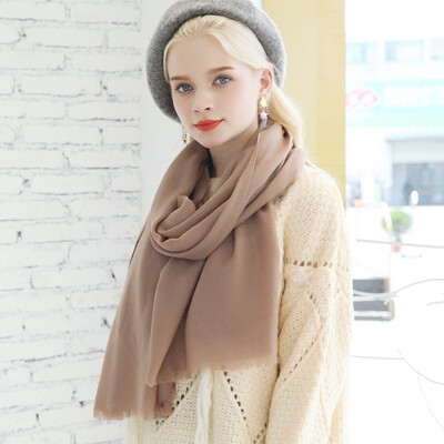 

One meter painted yarn yimihuasha wool scarf female winter solid color long paragraph shawl bib dual-use big red scarf camel