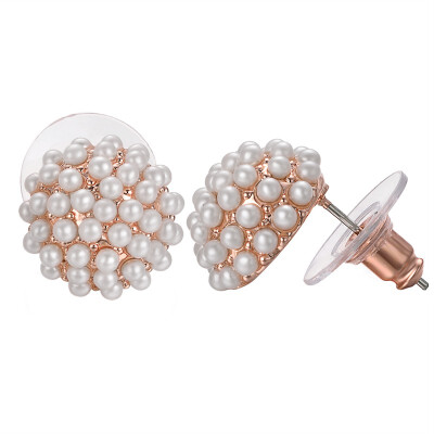 

Yoursfs Clip On Earrings with Round Austrian Crystals 18k Rose Gold Plated White Pearl