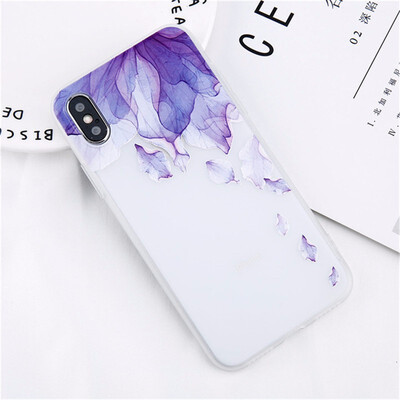 

3D Relief Leaf Print Phone Case For iPhone X Case For iPhone 6 6s 7 8 Plus Flower Soft TPU