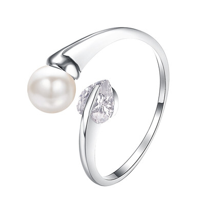 

Yoursfs Pearl Ring Double Twin Lines Open Adjustable Crystal Bands Ring for Women Gift