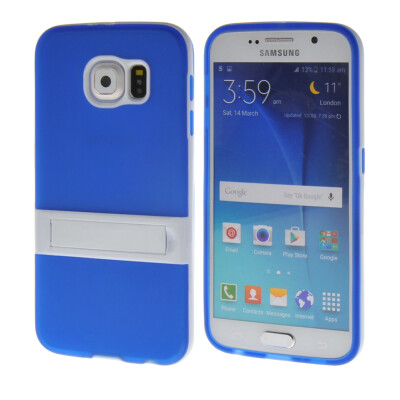 

MOONCASE Soft Flexible Silicone Gel TPU Skin Shell with Kickstand Back Case Cover for Samsung Galaxy S6 Blue