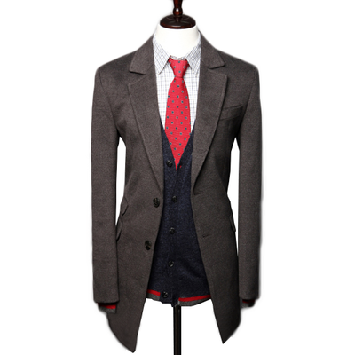 

Zogaa New Mens Wool Coat Contrast Color Collar Casual Top