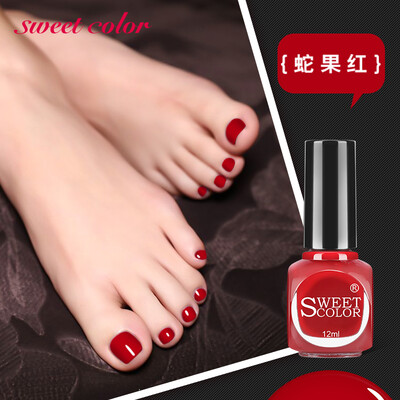 

Sweet Color tasteless environmentally friendly nail polish snake fruit red 12ml foot nail polish non-toxic quick-drying long-lasting white nail popular color French imported raw materials