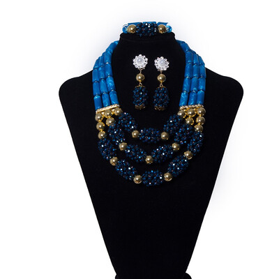 

3 Rows Orange Coral Beads African Jewelry Set Nigerian Wedding Beads Bridal Costume Jewelry African Crystal Beaded Necklace