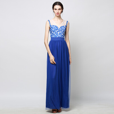 

CANIS@Fashion Women's Lace Long Chiffon Evening Formal Party Cocktail Dress