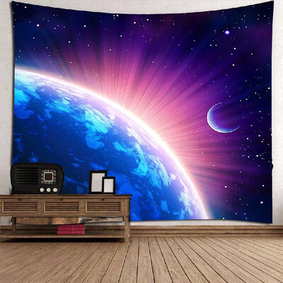 

Galaxy Starry Star Earth Hanging Wall And Blanket Background Fabric Multipurpose Vintage Hippie Beach And Yoga Towel