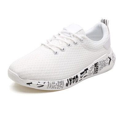 

Damaizhang Men Mesh Lace Up Sneaker Letter Print Breathable Gym Running Sport Shoes