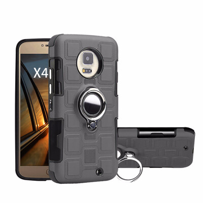 

SHS Phone Case For Motorola Moto X4 2017Z2 PlayZ Play Luxury Armor Ring Bracket Silicon TPU Lattice texture Protection