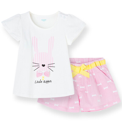

Balabala girl suit cartoon children's baby children's clothing short-sleeved shorts two-piece women 28192150101 dream powder 90