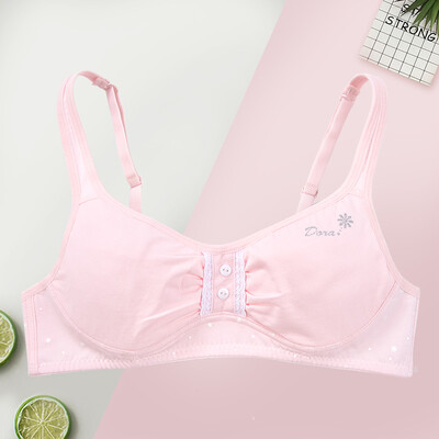 

Girl bra student underwear development period cotton buckle paragraph no steel ring junior high school student bra DRBR135-pink 80B