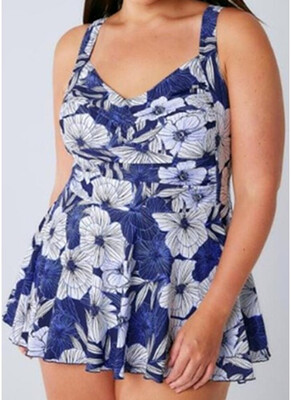 

2018 Women Plus Size Swimsuit Floral Print High Waist One-Piece Bikini Swimwear