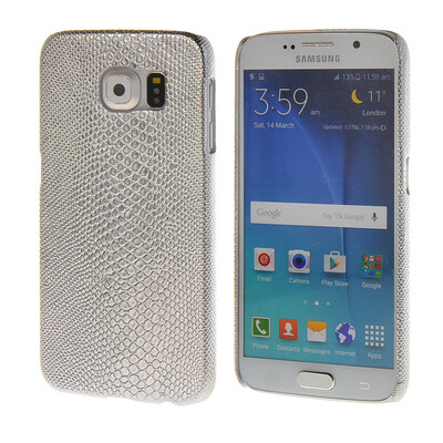 

MOONCASE Snakeskin Style Hard Shell Back Protective Case Cover for Samsung Galaxy S6 Silver 01
