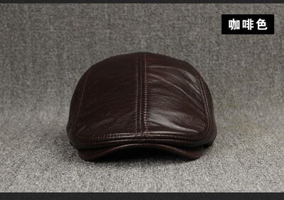 

Male Genuine leather Hat Adult Cowhide Leather Hats Mens Ear Protection Cap Male Winter Visor Caps New Year Gift B-7232