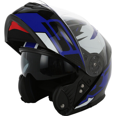

YOHE 950 eternal double lens electric motorcycle helmet full face helmet men&women summer sunscreen half-covered open face helmet black&blue Dodge XXL code