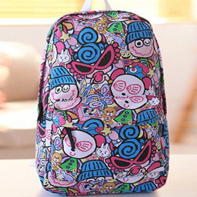 

2017 New Korean Version of Backpack Fashion Boutique Female Middle School Students Schoolbag Graffiti Cartoon Backpack