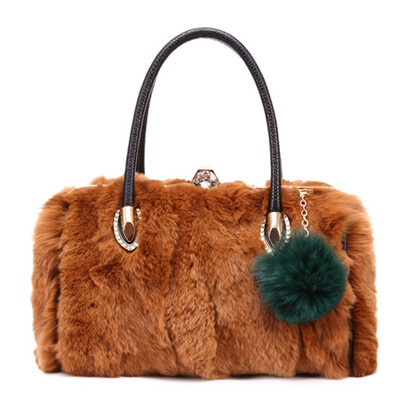

Female winter new real rabbit fur women small handbag fashion ladys shoulder Crossbody bag mini fur diamond messenger hand bags