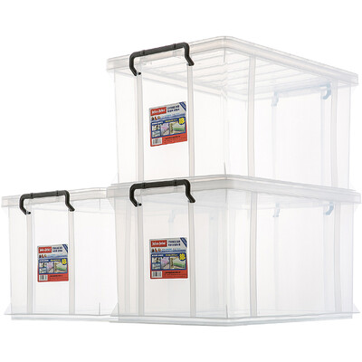 

JEKO&JEKO Tenes reinforced plastic transparent storage box 88L 3 Pack extra large toy storage box clothes storage box quilt storage box SWB-5383