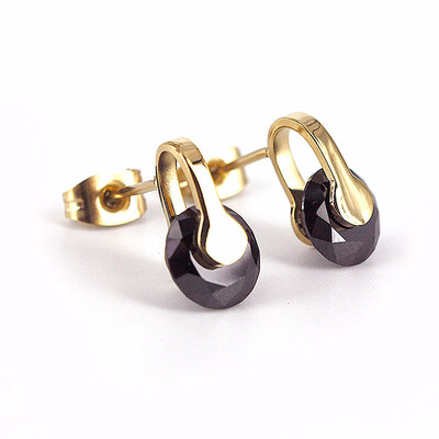 

Womens Round Crystal Charm Stainless Steel Stud Earrings