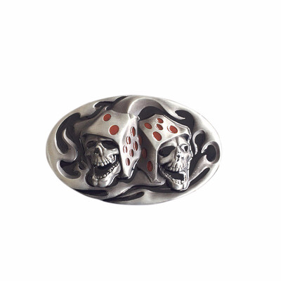

New Original Enamel Tattoo Skull Dice Casino Gamble Oval Belt Buckle