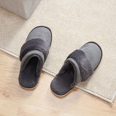 

Baicaoyuan couple autumn&winter cotton slippers thickening fur indoor slippers home warm cotton slippers mens dark gray 41-42