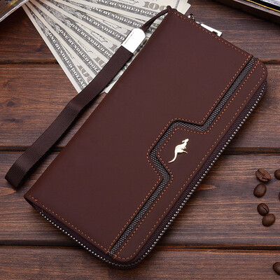 

Mens zipper wallet business leisure retro multi card handbag youth personality handbag man