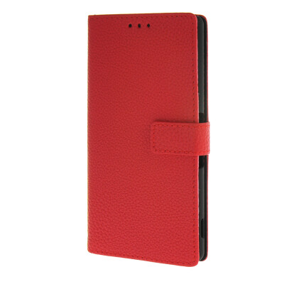 

MOONCASE Case for Sony Xperia M4 Litch Skin Flip Wallet Card Slot Stand Pouch Leather Cover Red