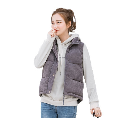 

Womens Corduroy Vest Winter Short Stand Collar 2018 New Arrival Shoulder Vest Cotton Coat