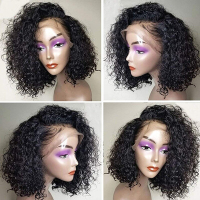 

9A Bob Lace Front Human Hair Wigs Curly Brazilian Virgin Hair Short Bob Wigs 150 Density