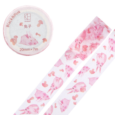 

Kinbor hand book&paper tape 20mm7m hand book sticker color tape Black pink - whale DTB64338