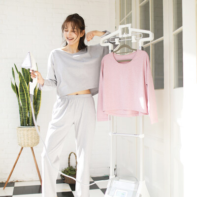 

Haizhining 17W49 Pajamas ladies sexy colorful nine-point sleeves long-sleeved trousers cotton home service suit home clothes two-piece set of gray 170 XL