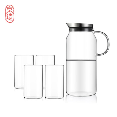 

JZAO heat-resistant glass explosion-proof teapot juice jug large capacity bottle stainless steel set 1 pot 4 cups