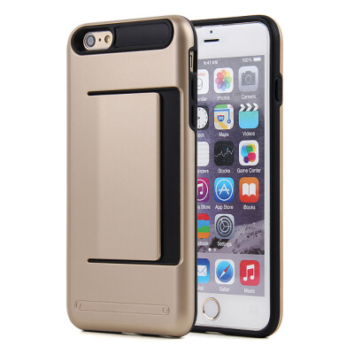 

Soft TPU And Hard PC Card Pocket Protective Smart Cover Case For Apple iPhone 6 6S Plus 4.7 5.5Inth Free 2 Screen Films