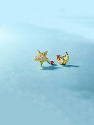 

ONICE 925 Sterling Silver Eearing Features Moon&Star accented with Zircon WQE022