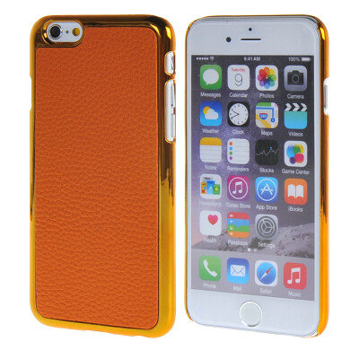 

MOONCASE Litchi Skin Gold Chrome Hard Back Case Cover for Apple iPhone 6 (4.7") Orange