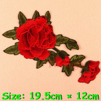 

twilingh Patches Sewing On Iron-On Accessories Red Flower Embroidered Sequined Patches For Women Wedding Dress Clothing