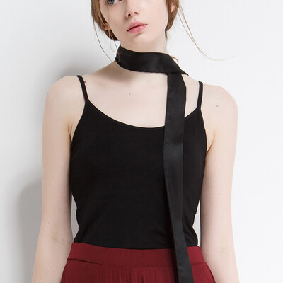 

Canvaus Summer Solid Color Safe Sling Vest With Chest Pad Short Section Camisole Tanks Tops